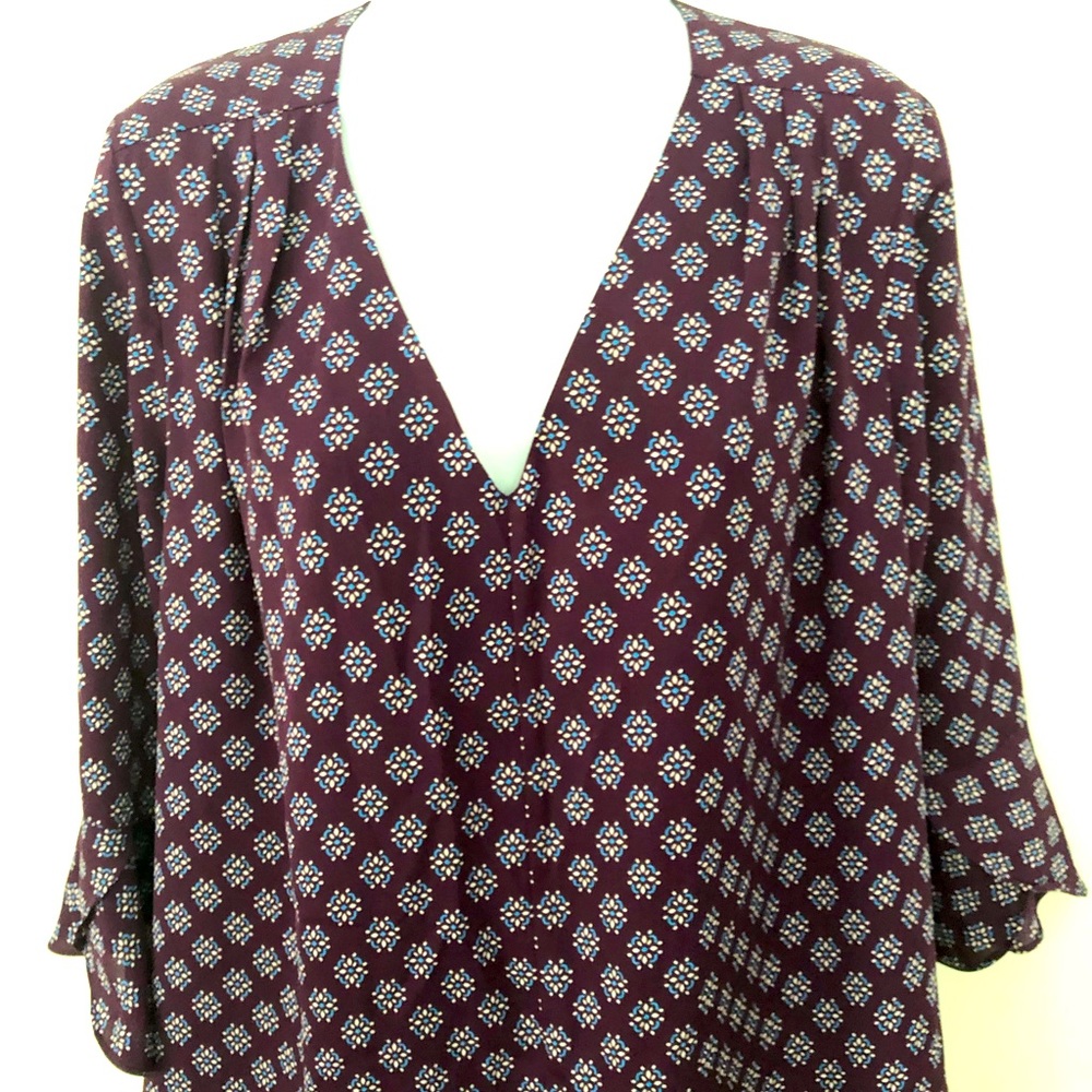41 Hawthorn Eggplant Trumpet Sleeve Top